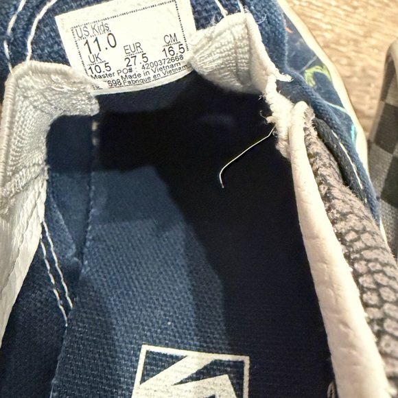 Two Vans Kids Slip-On Sneakers - Black check and Dinosaur Print - Picture 4 of 5